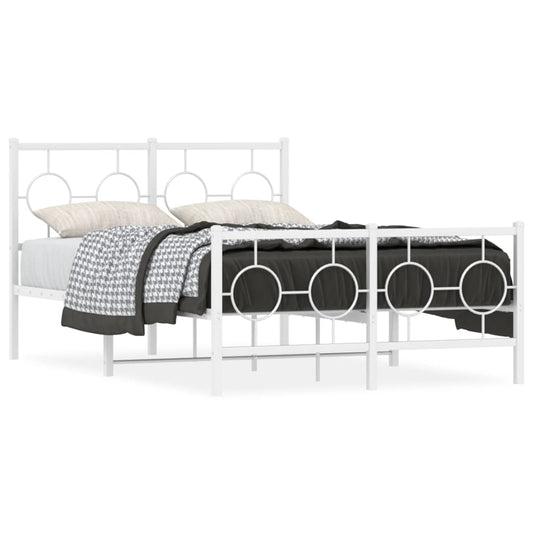 Estrutura de cama com cabeceira e pés 120x200 cm metal branco