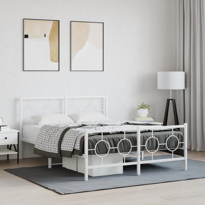 Estrutura de cama com cabeceira e pés 135x190 cm metal branco