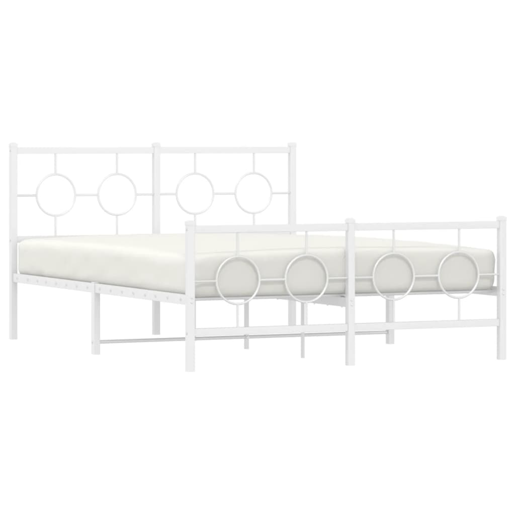 Estrutura de cama com cabeceira e pés 135x190 cm metal branco