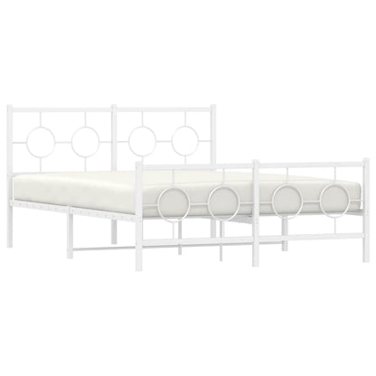 Estrutura de cama com cabeceira e pés 135x190 cm metal branco