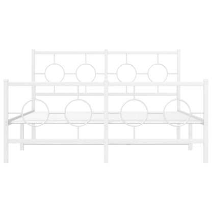 Estrutura de cama com cabeceira e pés 135x190 cm metal branco