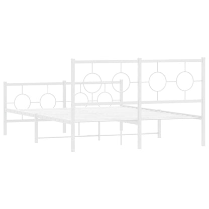 Estrutura de cama com cabeceira e pés 135x190 cm metal branco