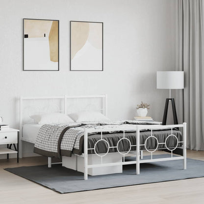 Estrutura de cama com cabeceira e pés 140x200 cm metal branco