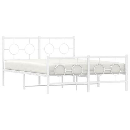 Estrutura de cama com cabeceira e pés 140x200 cm metal branco