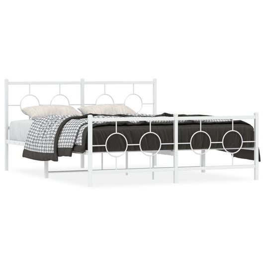 Estrutura de cama com cabeceira e pés 150x200 cm metal branco