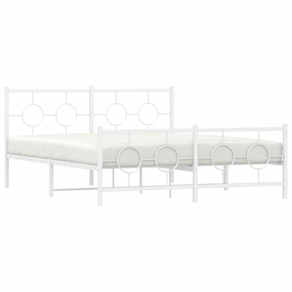 Estrutura de cama com cabeceira e pés 160x200 cm metal branco