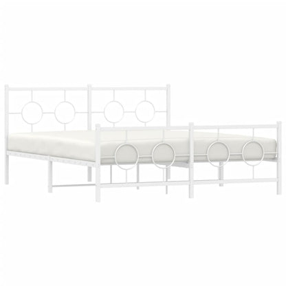 Estrutura de cama com cabeceira e pés 160x200 cm metal branco