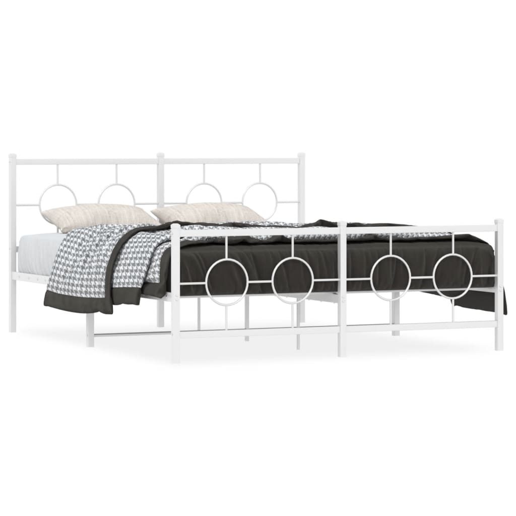 Estrutura de cama com cabeceira e pés 160x200 cm metal branco