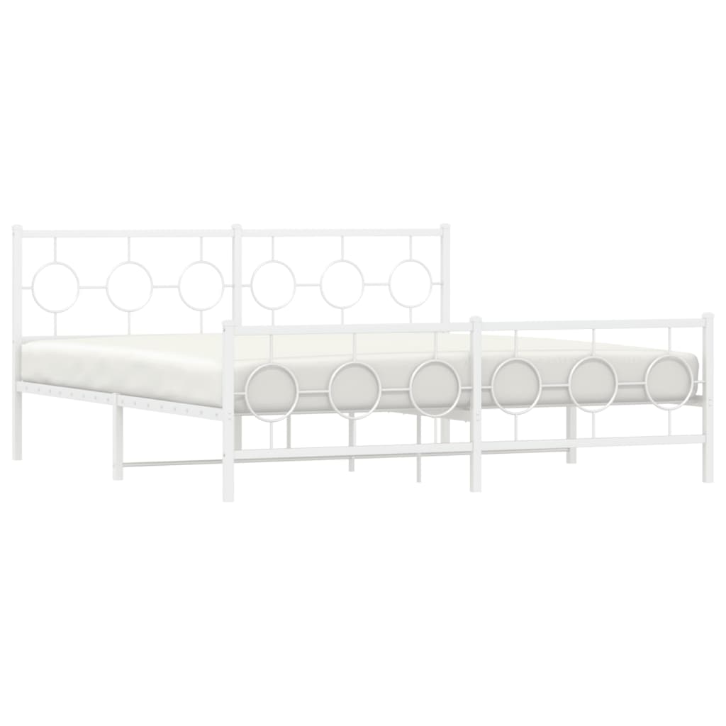 Estrutura de cama com cabeceira e pés 180x200 cm metal branco