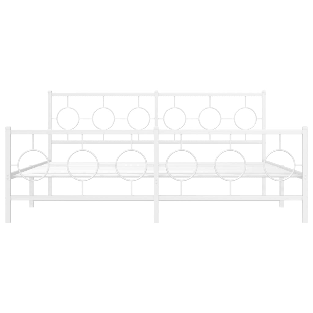 Estrutura de cama com cabeceira e pés 180x200 cm metal branco