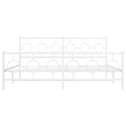 Estrutura de cama com cabeceira e pés 180x200 cm metal branco