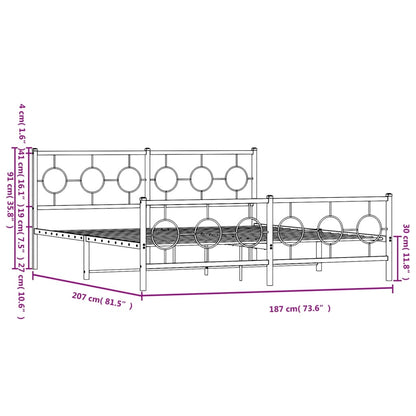 Estrutura de cama com cabeceira e pés 180x200 cm metal branco