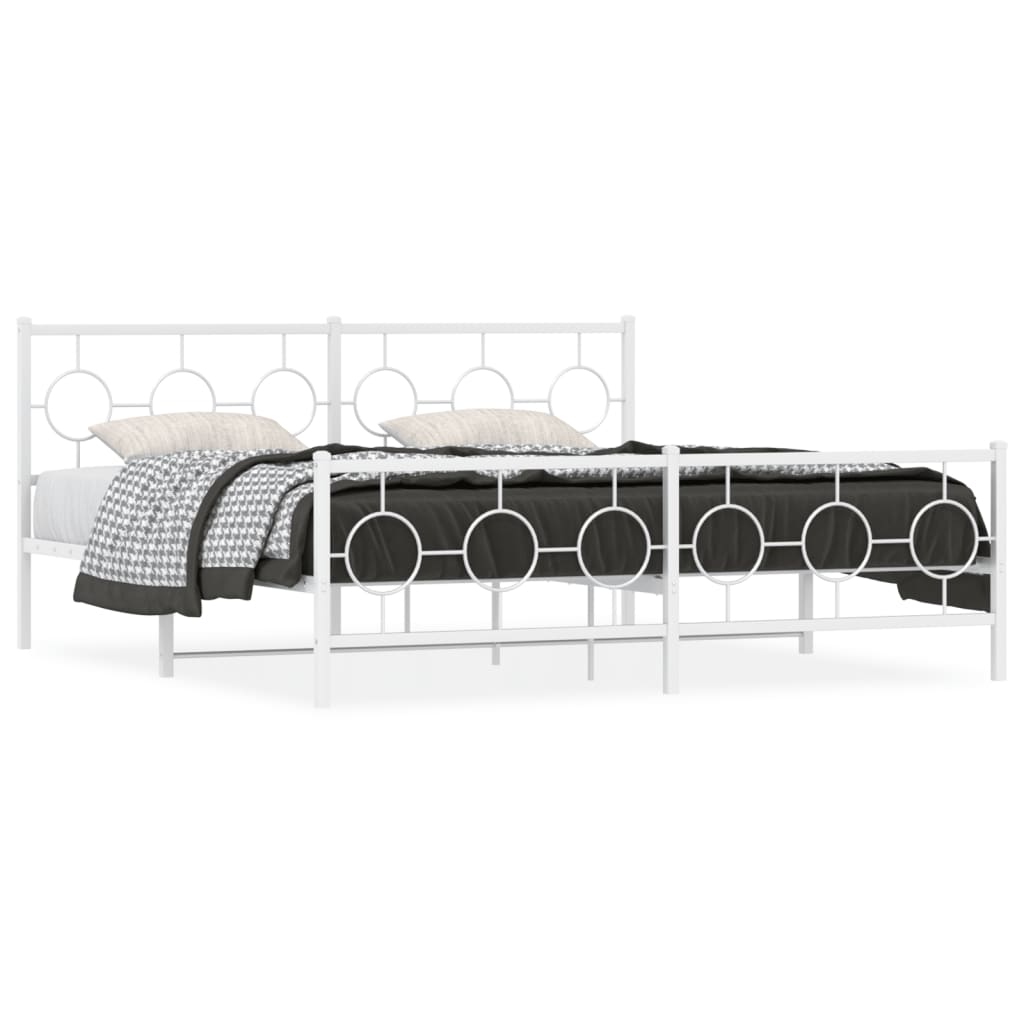 Estrutura de cama com cabeceira e pés 180x200 cm metal branco