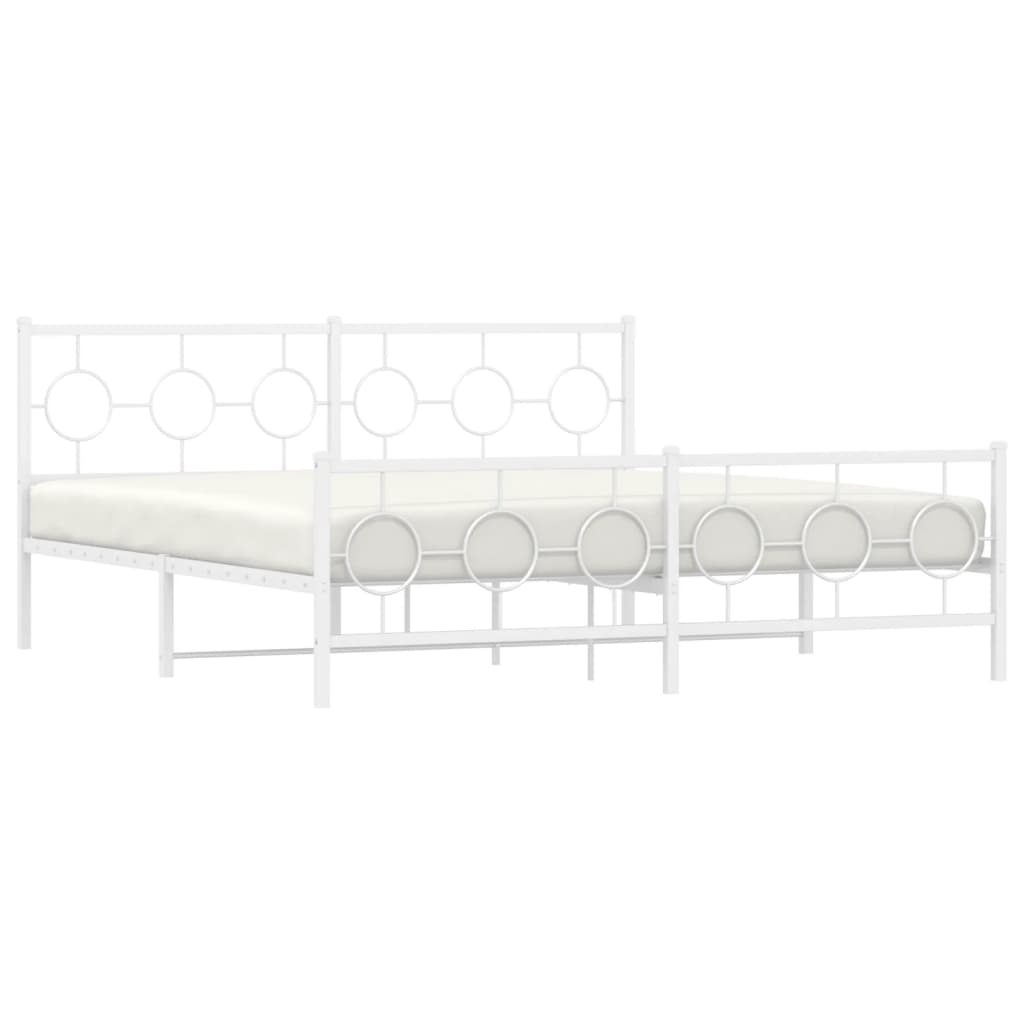 Estrutura de cama com cabeceira e pés 183x213 cm metal branco