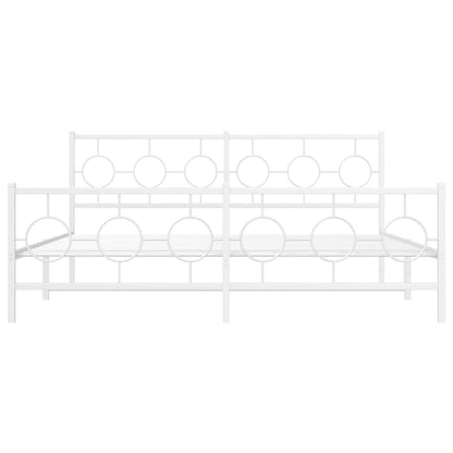 Estrutura de cama com cabeceira e pés 183x213 cm metal branco