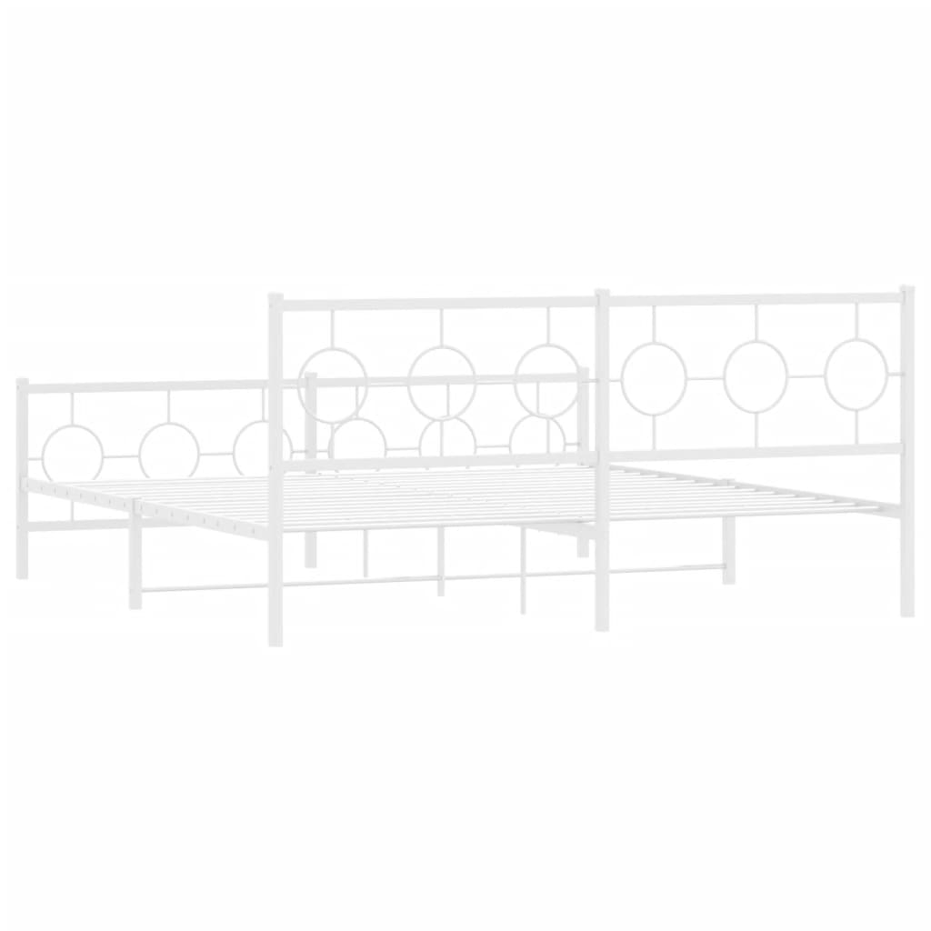 Estrutura de cama com cabeceira e pés 183x213 cm metal branco