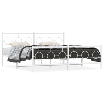 Estrutura de cama com cabeceira e pés 183x213 cm metal branco