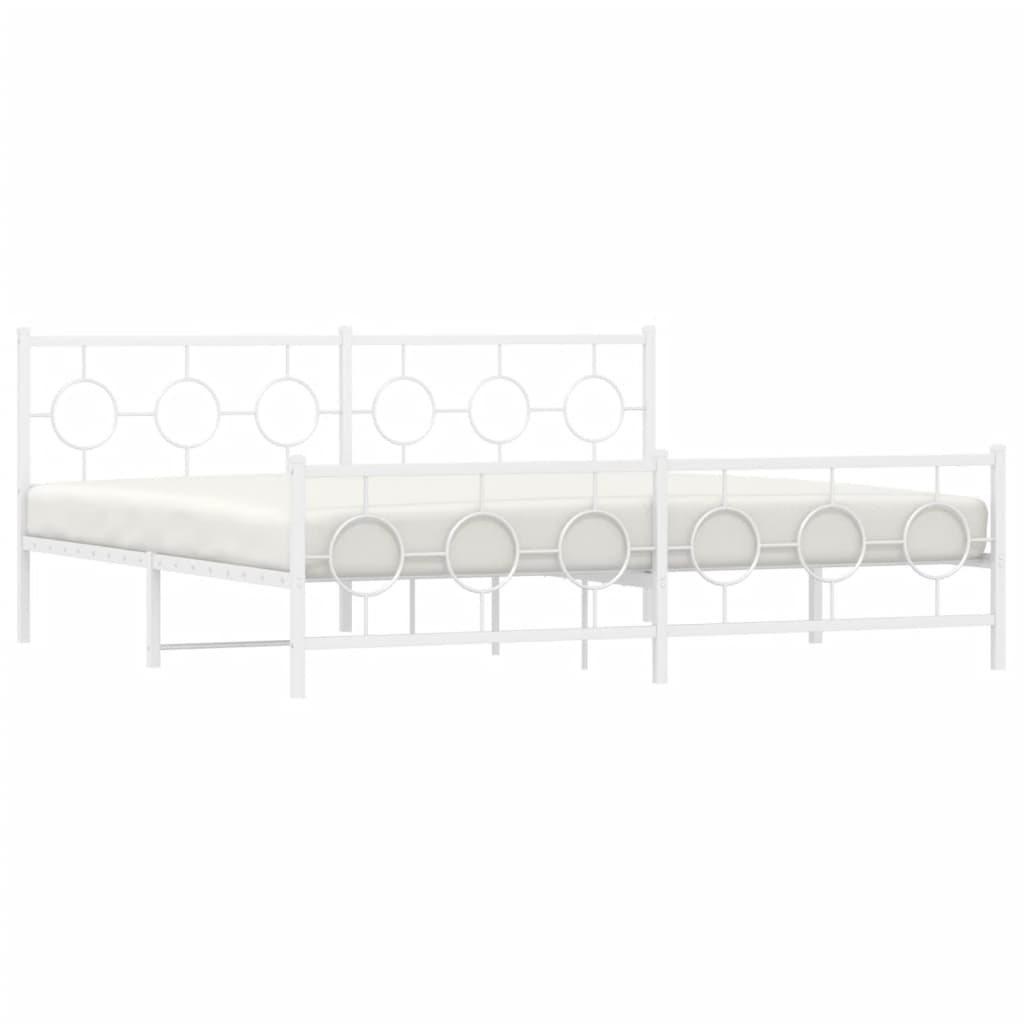 Estrutura de cama com cabeceira e pés 193x203 cm metal branco