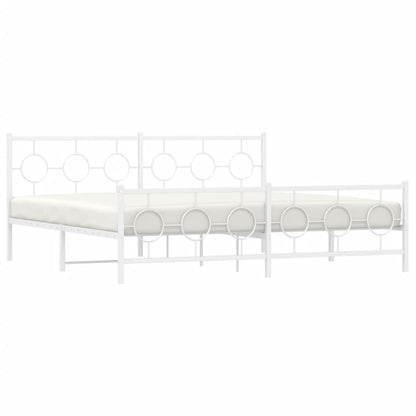 Estrutura de cama com cabeceira e pés 193x203 cm metal branco