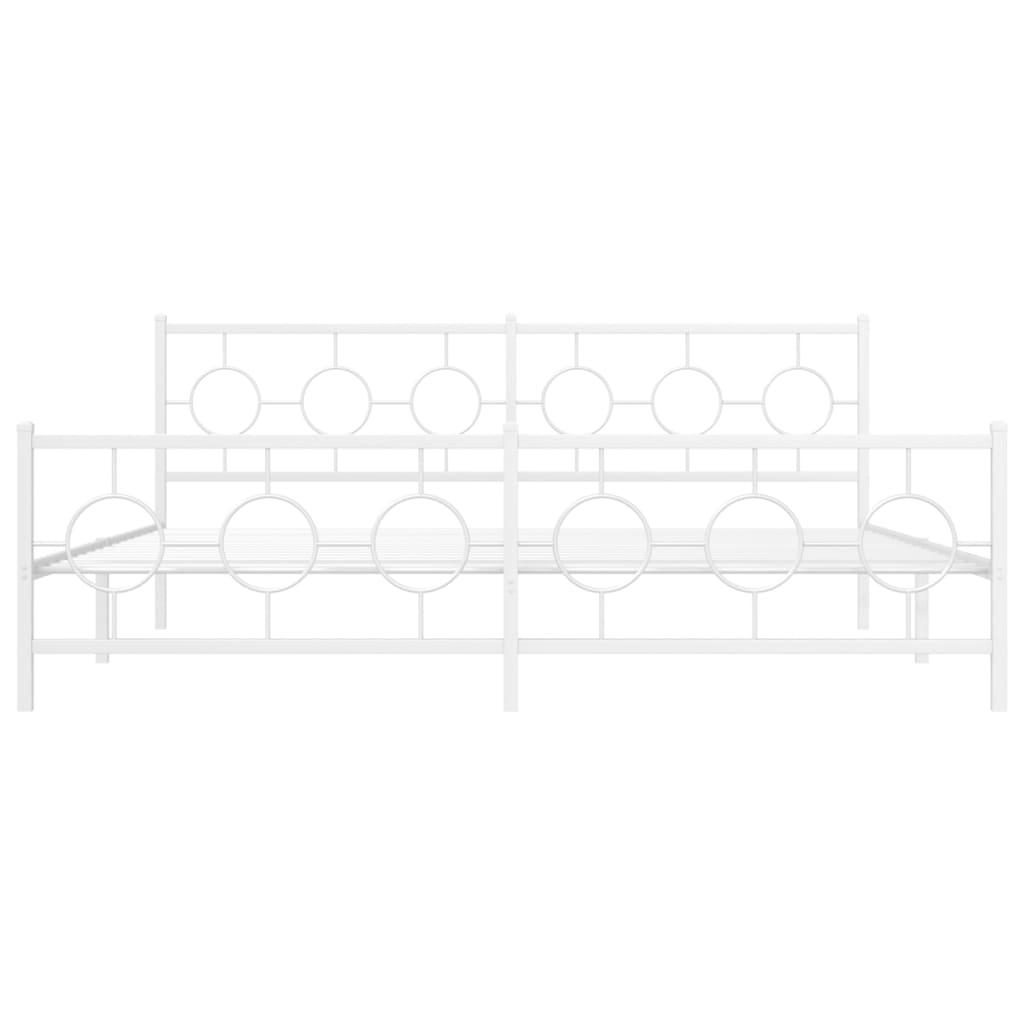 Estrutura de cama com cabeceira e pés 193x203 cm metal branco