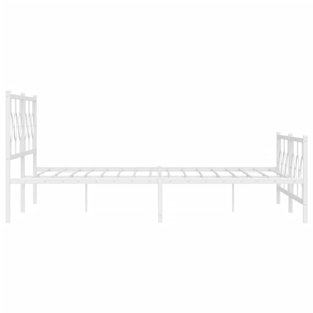 Estrutura de cama com cabeceira e pés 193x203 cm metal branco