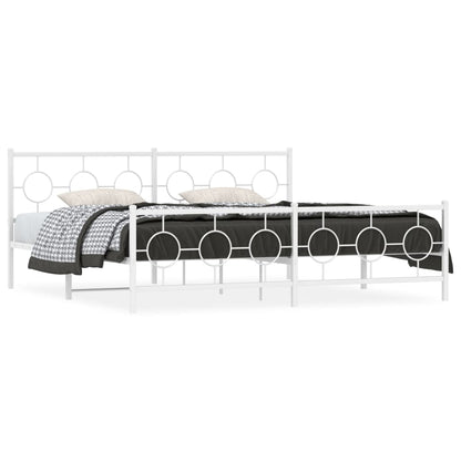 Estrutura de cama com cabeceira e pés 193x203 cm metal branco