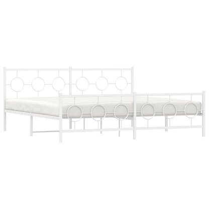 Estrutura de cama com cabeceira e pés 200x200 cm metal branco