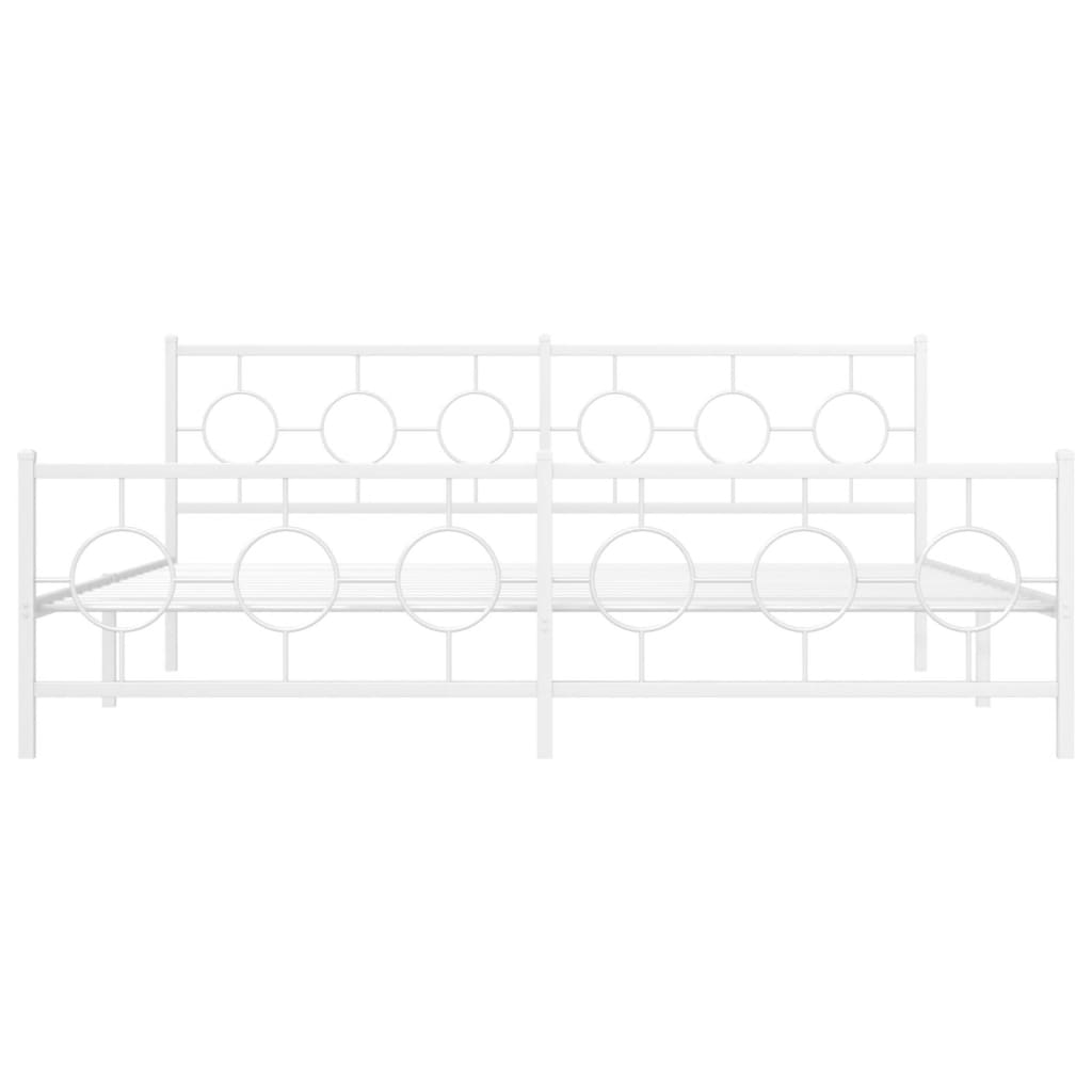 Estrutura de cama com cabeceira e pés 200x200 cm metal branco