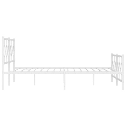 Estrutura de cama com cabeceira e pés 200x200 cm metal branco