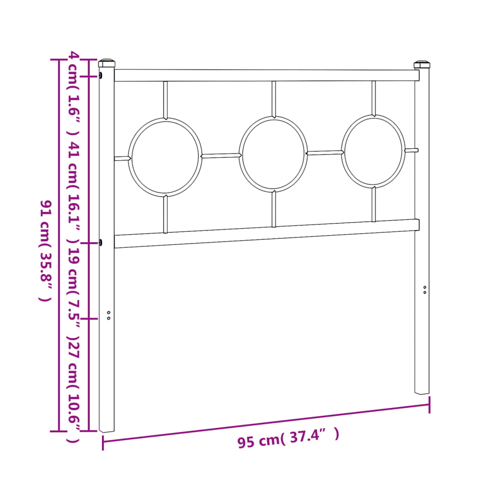 Cabeceira de cama 90 cm metal branco