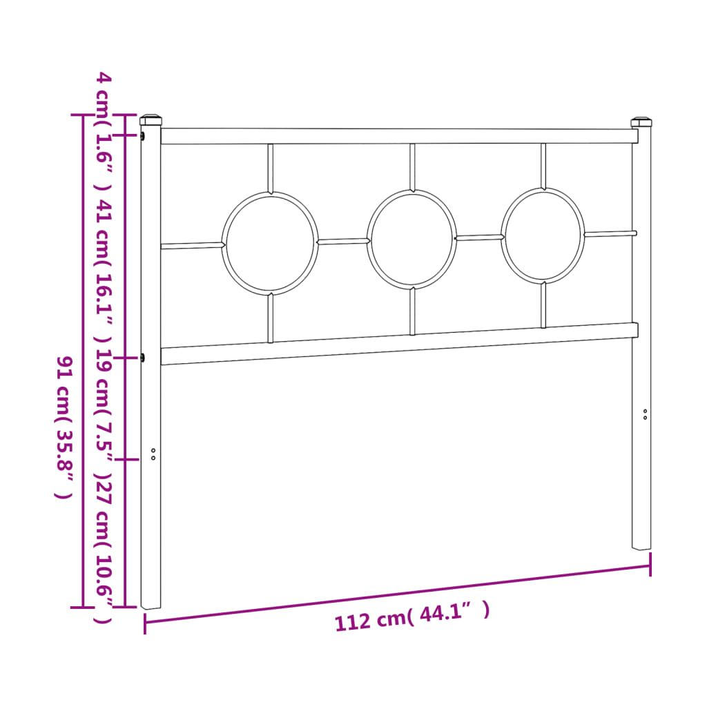 Cabeceira de cama 107 cm metal branco