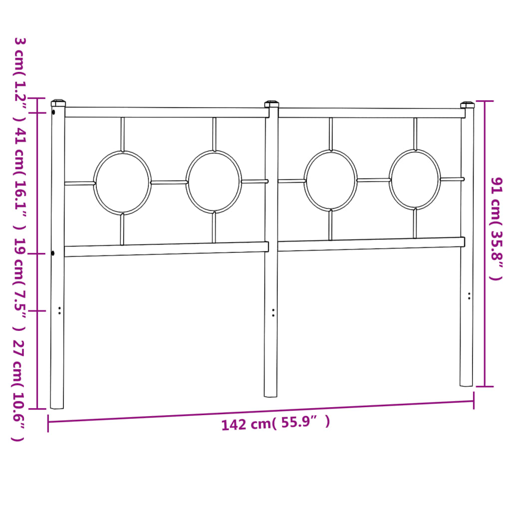 Cabeceira de cama 135 cm metal branco