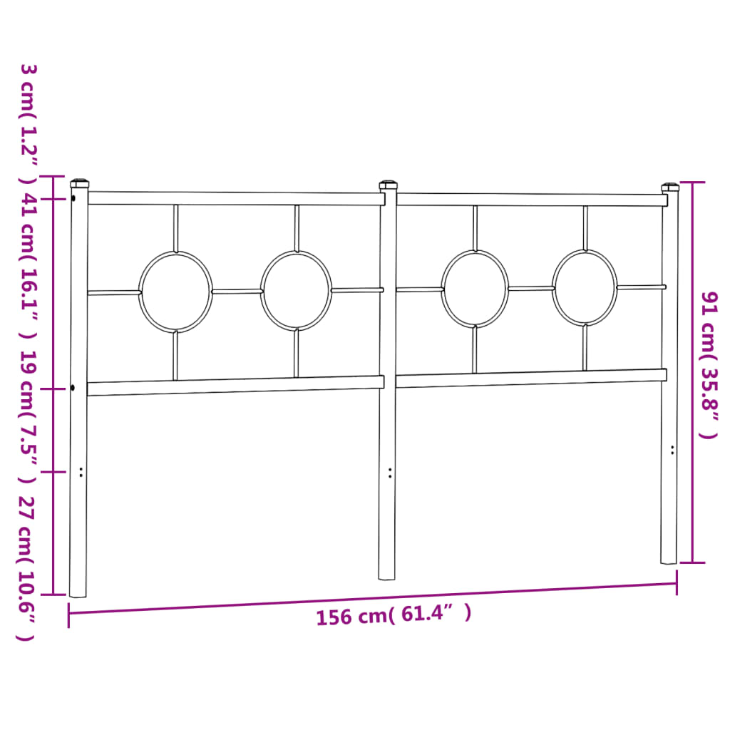 Cabeceira de cama 150 cm metal branco