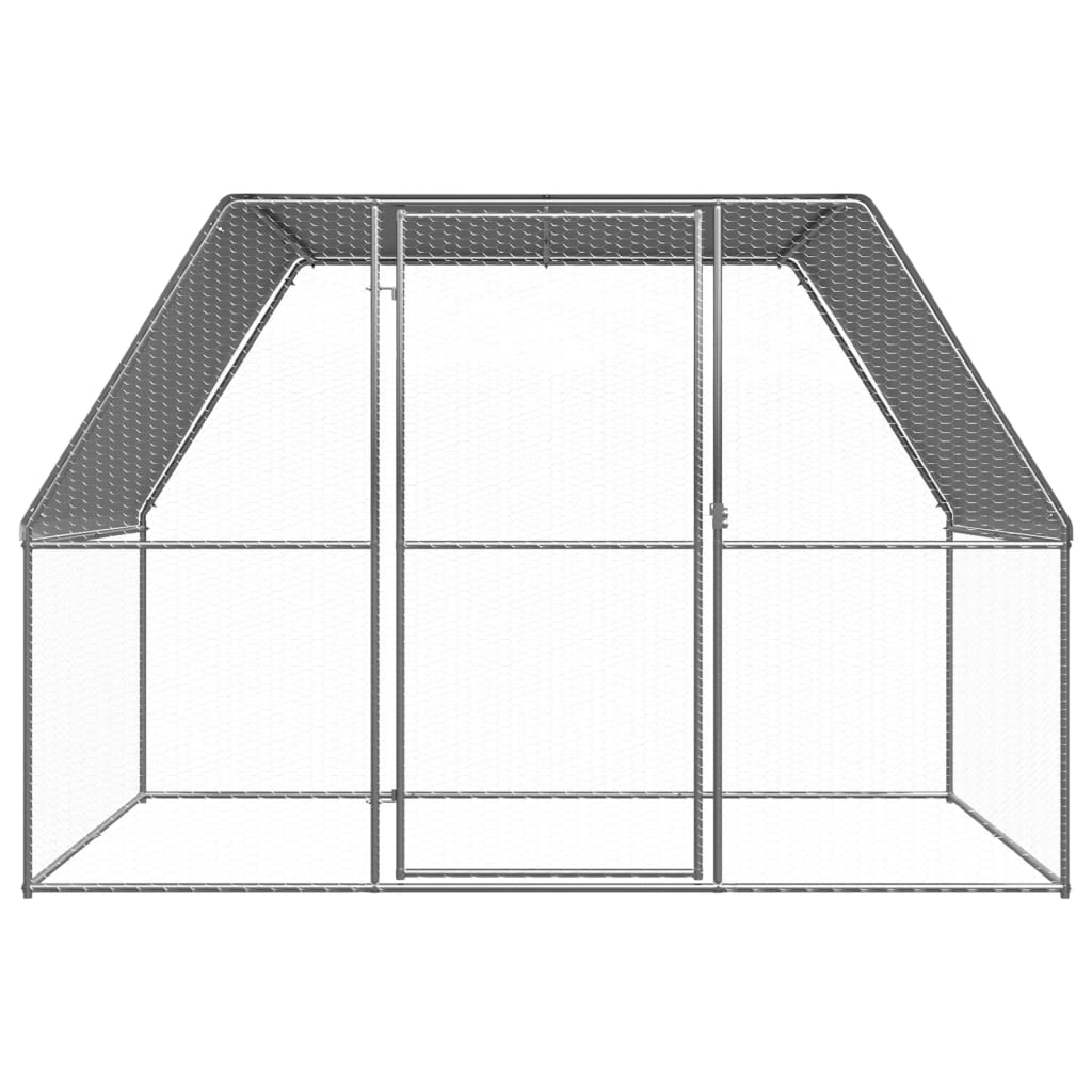 Galinheiro 3x2x2 m aço galvanizado prateado e cinzento