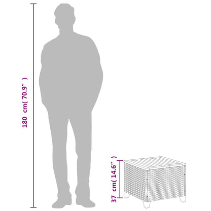 Mesa de jardim 45x45x37 cm vime PE e madeira de acácia cinzento