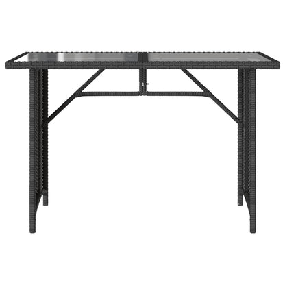 Mesa de jardim com tampo de vidro 110x68x70 cm vime PE preto