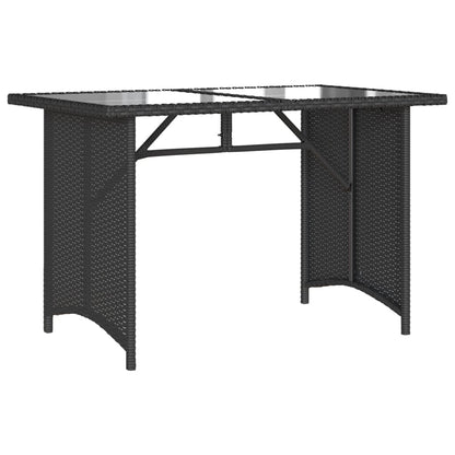 Mesa de jardim com tampo de vidro 110x68x70 cm vime PE preto