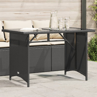 Mesa de jardim com tampo de vidro 110x68x70 cm vime PE preto