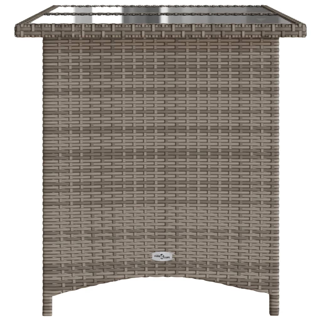 Mesa de jardim com tampo de vidro 110x68x70 cm vime PE cinza