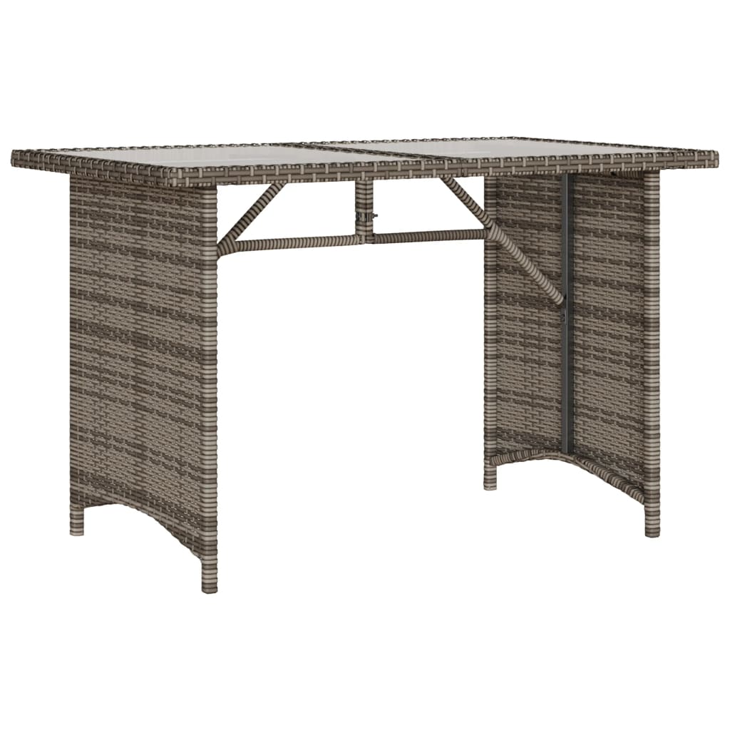 Mesa de jardim com tampo de vidro 110x68x70 cm vime PE cinza