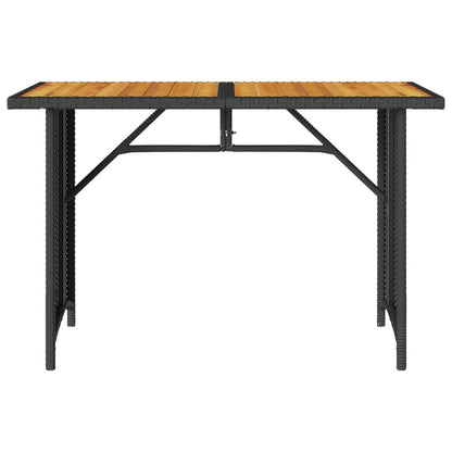 Mesa de jardim com tampo de madeira 110x68x70 cm vime PE preto