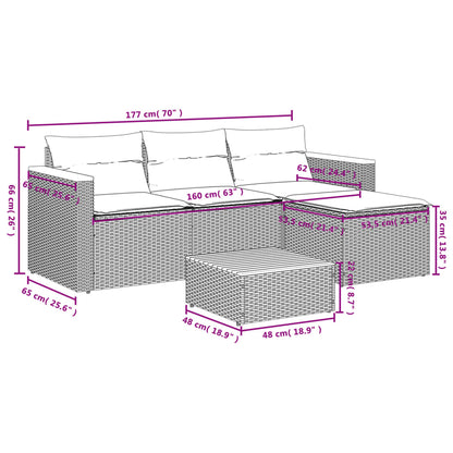 3 pcs conjunto sofás de jardim com almofadões vime PE preto