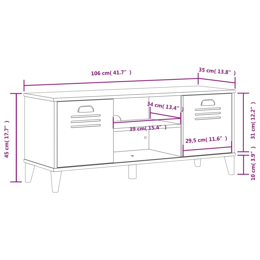 Sapateira VIKEN 106x35x45 cm madeira de pinho maciça branco