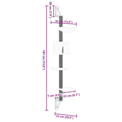 Árvore parede p/ gatos c/ poste arranhador 187 cm cinza-escuro