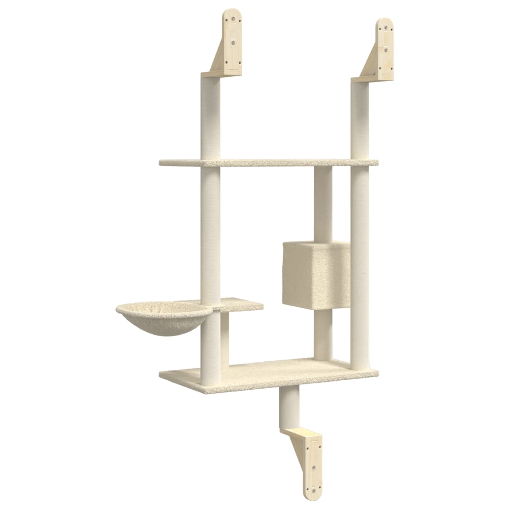 Árvore de parede para gatos c/ poste arranhador 153 cm creme