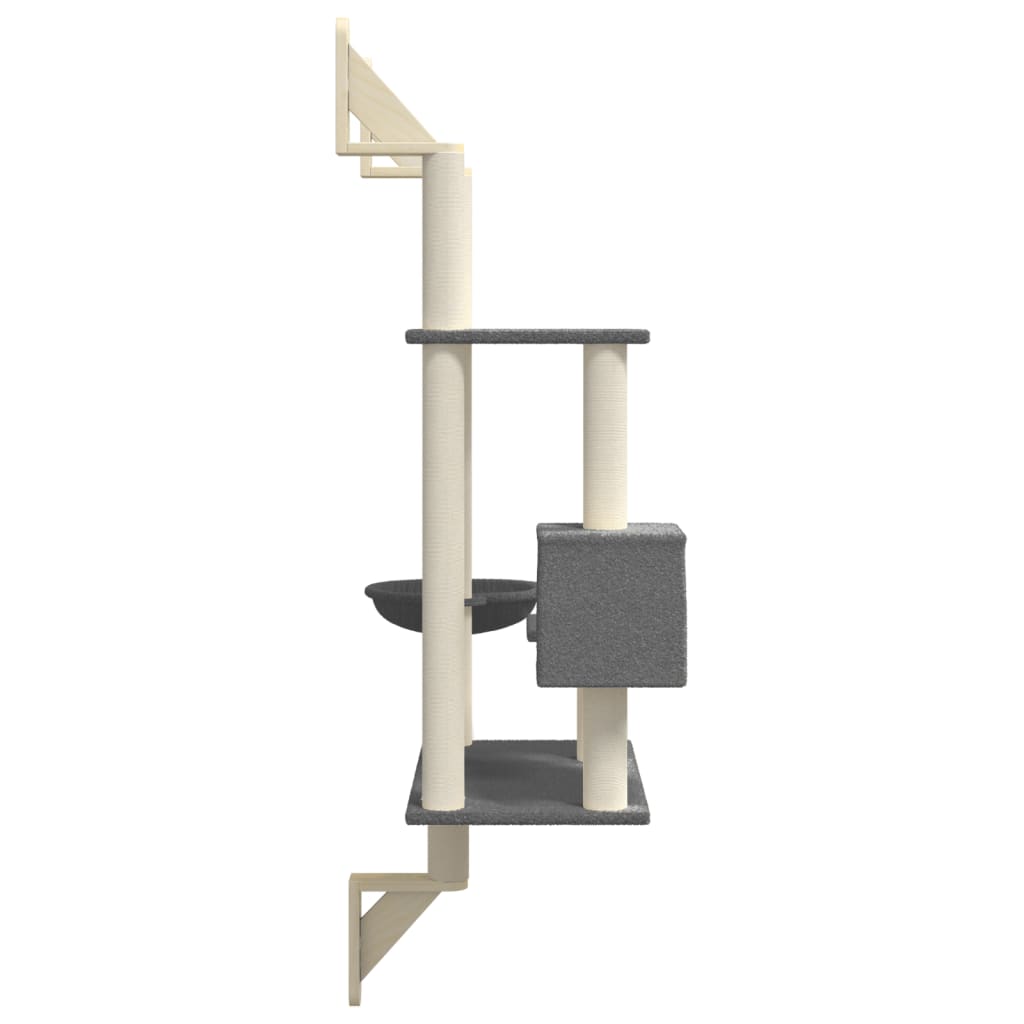 Árvore parede p/ gatos c/ poste arranhador 153 cm cinza-escuro