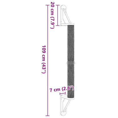 Poste arranhador de montagem na parede para gatos 109 cm sisal