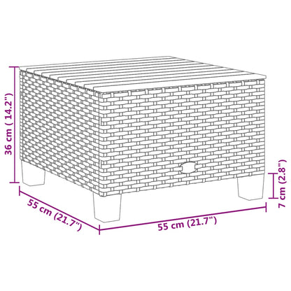 Mesa de jardim 55x55x36 cm vime PE e madeira de acácia preto