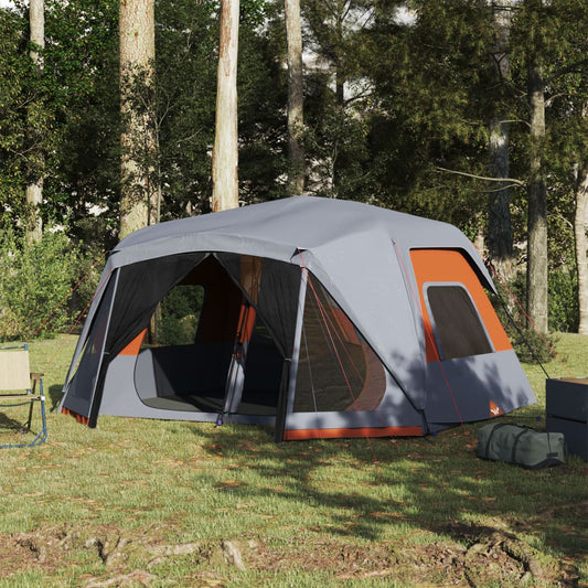 Tenda familiar 10 p. libertação rápida imperm. cinza/laranja