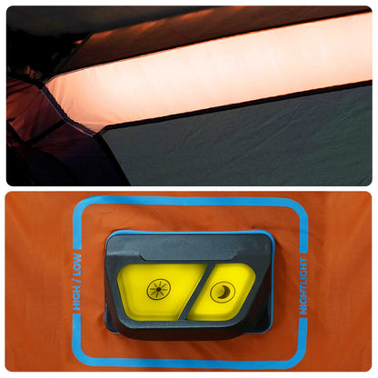 Tenda familiar LED 10 p. libertação rápida cinza-claro/laranja